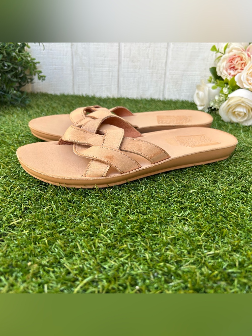 ANTELOPE Alta Woven
Leather Slide Sandal Women's Tan Slide Braided Strap Sz 40 - Picture 10 of 16